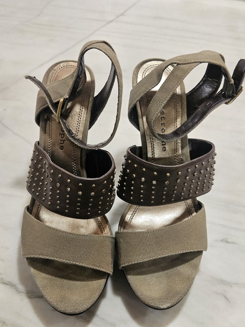 Apostrophe Y2K Studded Cage Strappy Platform Stiletto Heels Sz 8